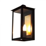 Lampă de Perete cu Dulie E14 Corp negru Sticlă Clară IP65