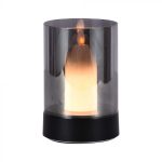 2W LED Lampă de Masă Lumânare 3000K Neagră + Sticlă Fumurie