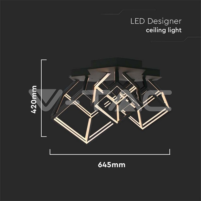 46W LED Lampă de Design pentru Plafon 3000K Corp Negru - imagine 3