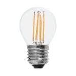 Bec LED 6W Filament E27 G45 Sticlă Clară 3000K