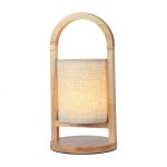 1.5W LED Lampă de Masă din Material textil 3000K Corp Bej Suport de lemn