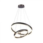 50W LED Lampă Suspendată de Design Doua Inele3000K Corp Cafeniu
