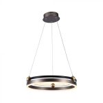 20W LED Lampă Suspendată de Design un Singur Inel 3000K Corp Cafeniu