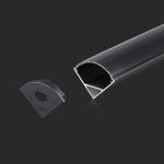 Kit Montaj din Aluminiu pentru Banda LED Negru 2000x15.8x15.8mm