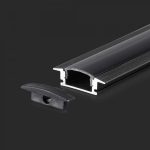 Kit Montaj din Aluminiu pentru Banda LED Negru Încastrat 2000x24.7x7mm