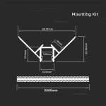 Kit Montaj din Aluminiu pentru Banda LED cu Dispersor Aspect Lăptos Gips Colț Exterior 2000mm