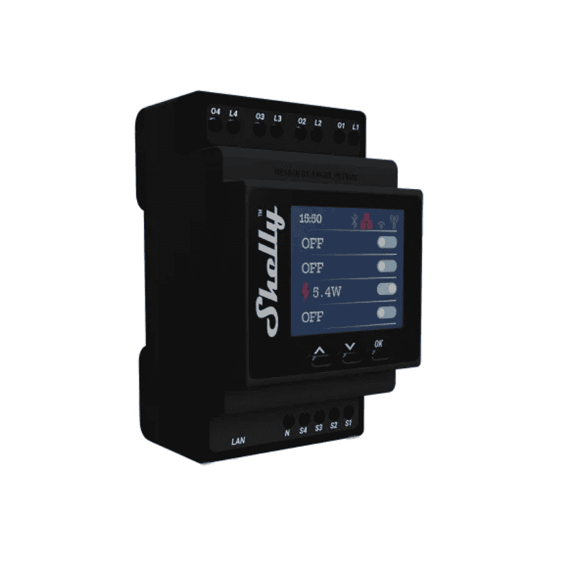 3800235268049 (1) Shelly Pro 4PM V2, Releu Inteligent 4 Canale cu Monitorizare Consum - imagine 1