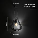 Pendul E27, Ø420 × 500mm, corp negru mat, V-TAC - imagine 6
