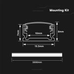 Profil aluminiu aplicat pentru bandă LED, cu difuzor, 2m, V-TAC VT-81133 - imagine 2